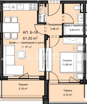 Myytävänä  1 makuuhuone Plovdiv , Ostromila , 68 neliömetriä | 37839420 - kuva [3]