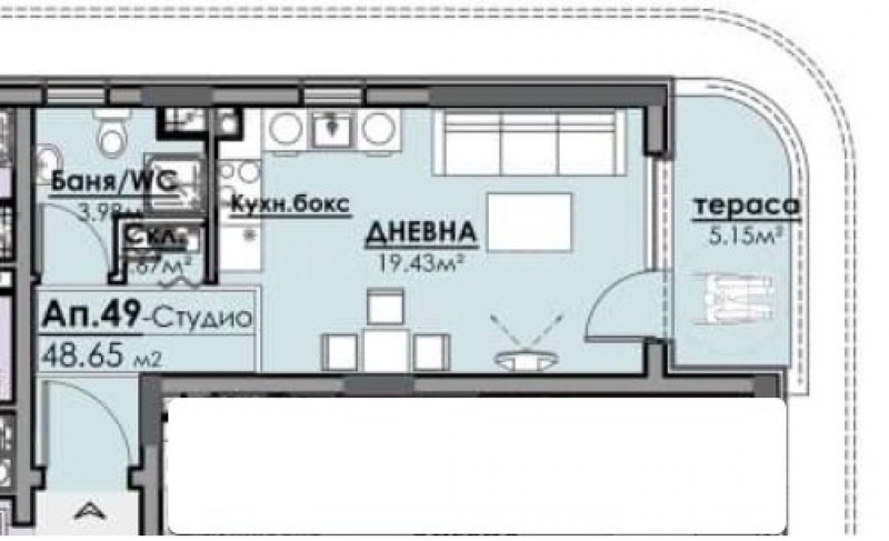 En venta  Estudio Burgas , Slaveykov , 48 metros cuadrados | 31458904 - imagen [2]