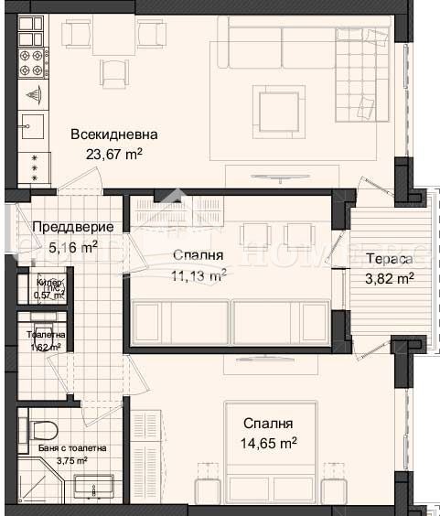 Eladó  2 hálószobás Plovdiv , Gagarin , 89 négyzetméter | 54611699 - kép [2]