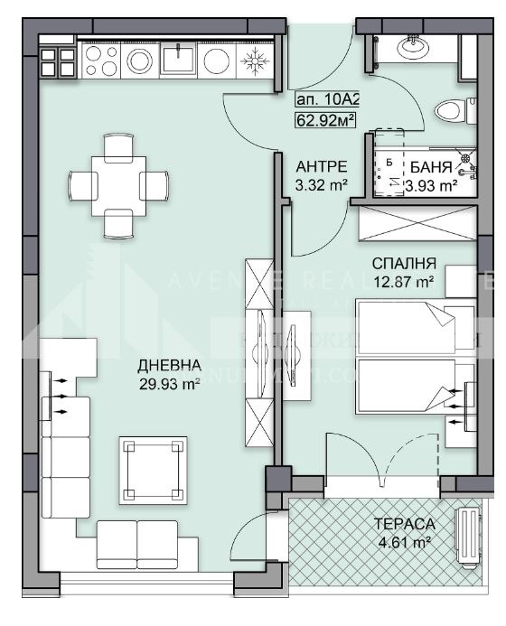 À venda  1 quarto Plovdiv , Gagarin , 77 m² | 67635316 - imagem [2]