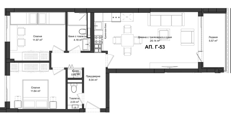 Продаја  2 спаваће собе Пловдив , Гагарин , 95 м2 | 38968851 - слика [5]