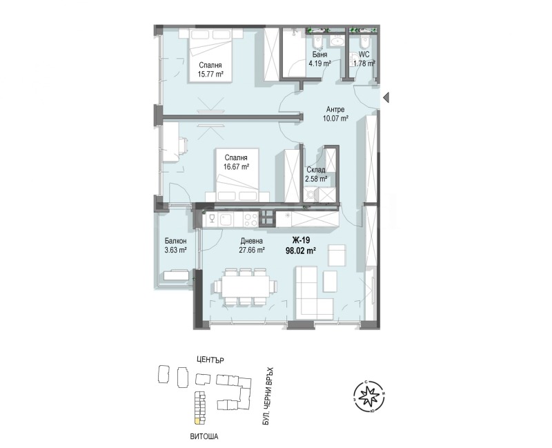 En venta  2 dormitorios Sofia , Krastova vada , 115 metros cuadrados | 79695611 - imagen [2]