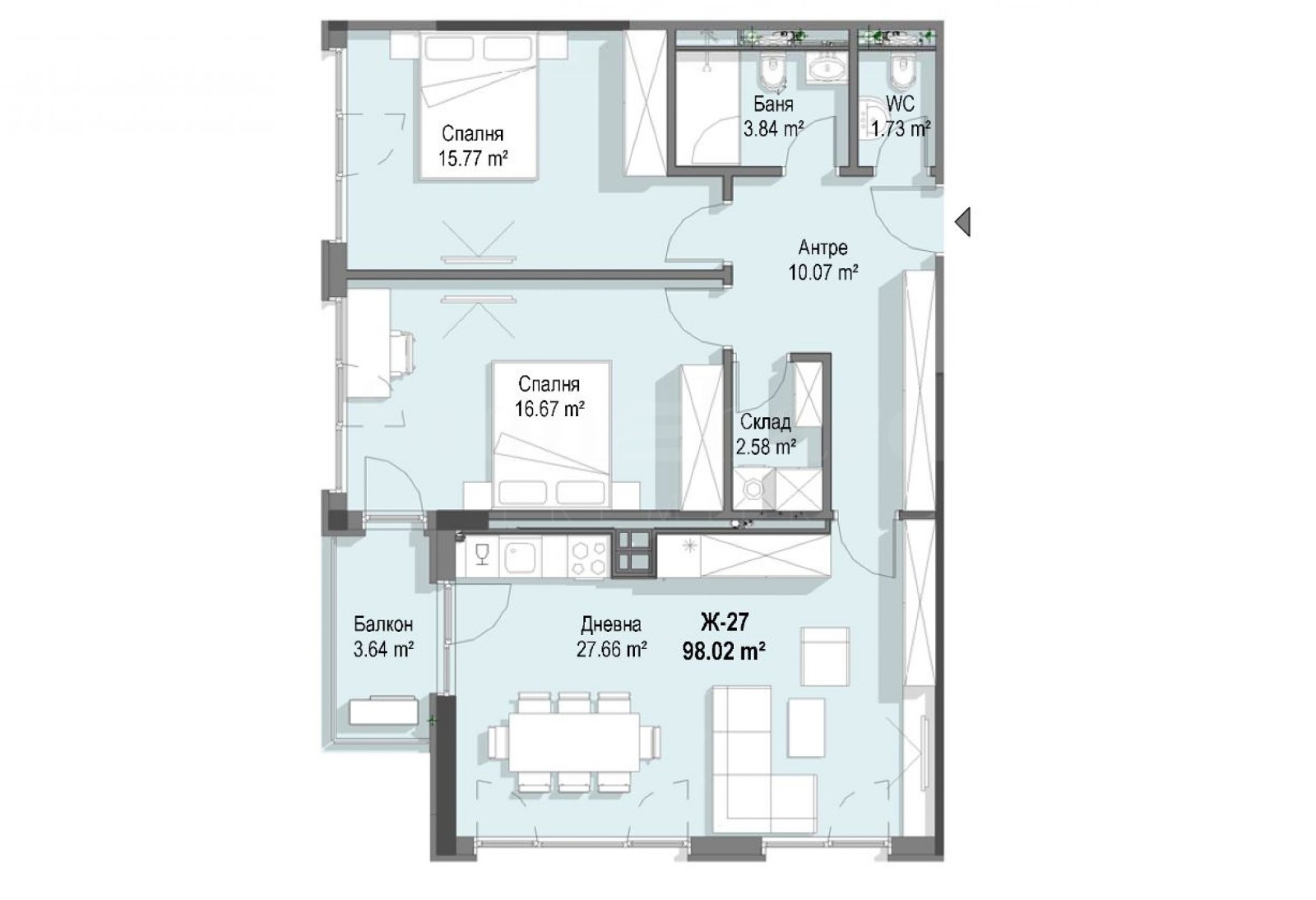 Продава 3-СТАЕН, гр. София, Кръстова вада, снимка 2 - Апартаменти - 51593555