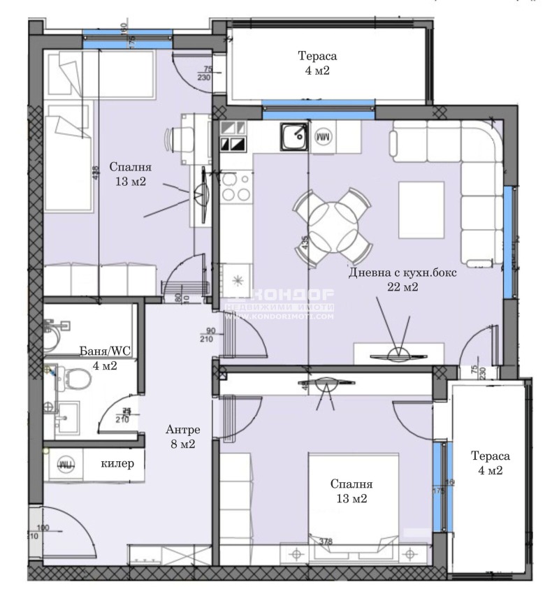 Satılık  2 yatak odası Plovdiv , Karşiyaka , 97 metrekare | 17457665 - görüntü [2]