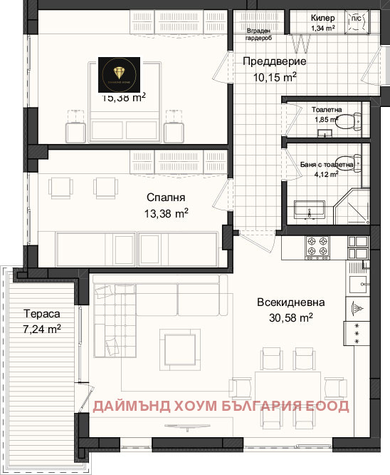 In vendita  2 camere da letto Plovdiv , Gagarin , 115 mq | 48803434 - Immagine [2]