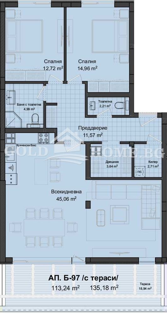 Myytävänä  2 makuuhuonetta Plovdiv , Gagarin , 92 neliömetriä | 42981785 - kuva [9]