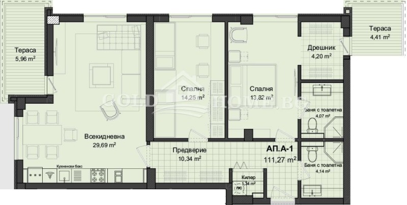 Myytävänä  2 makuuhuonetta Plovdiv , Gagarin , 92 neliömetriä | 42981785 - kuva [7]