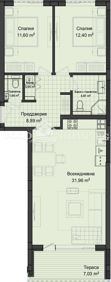 Myytävänä  2 makuuhuonetta Plovdiv , Gagarin , 92 neliömetriä | 42981785 - kuva [3]