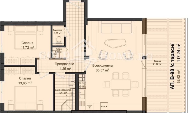 Myytävänä  2 makuuhuonetta Plovdiv , Gagarin , 92 neliömetriä | 42981785 - kuva [8]