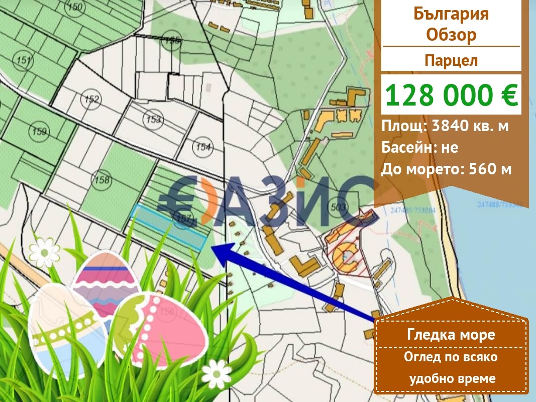 Продава ПАРЦЕЛ, гр. Обзор, област Бургас