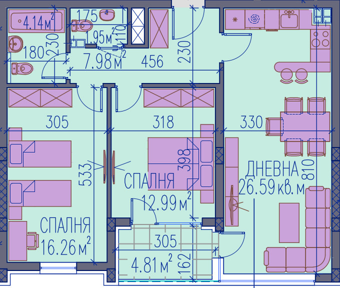 Eladó  2 hálószobás Plovdiv , Kamenica 2 , 107 négyzetméter | 33634820