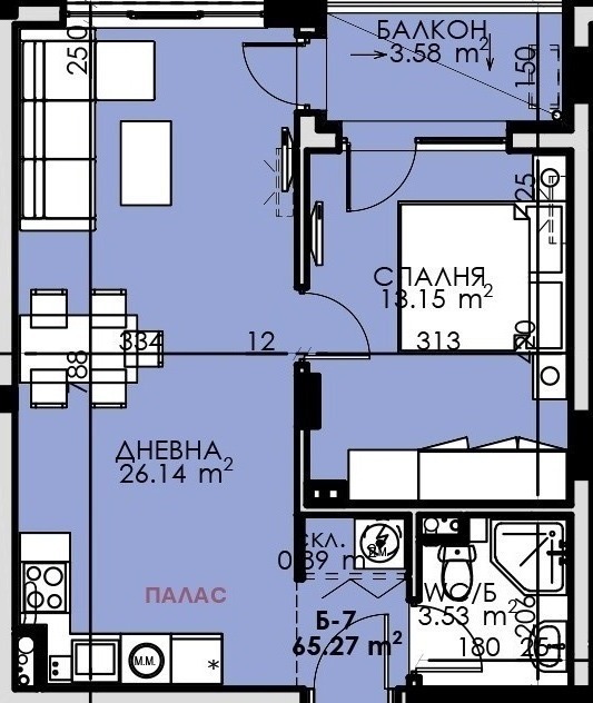 Till salu  1 sovrum Burgas , Slaveikov , 65 kvm | 82546047 - bild [11]