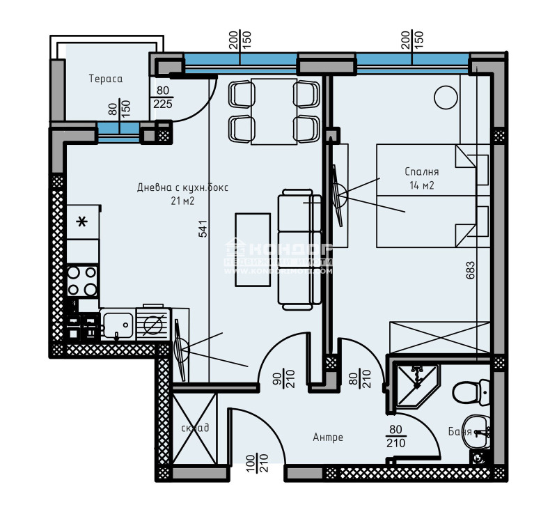 Myytävänä  1 makuuhuone Plovdiv , Ostromila , 60 neliömetriä | 62565906 - kuva [2]