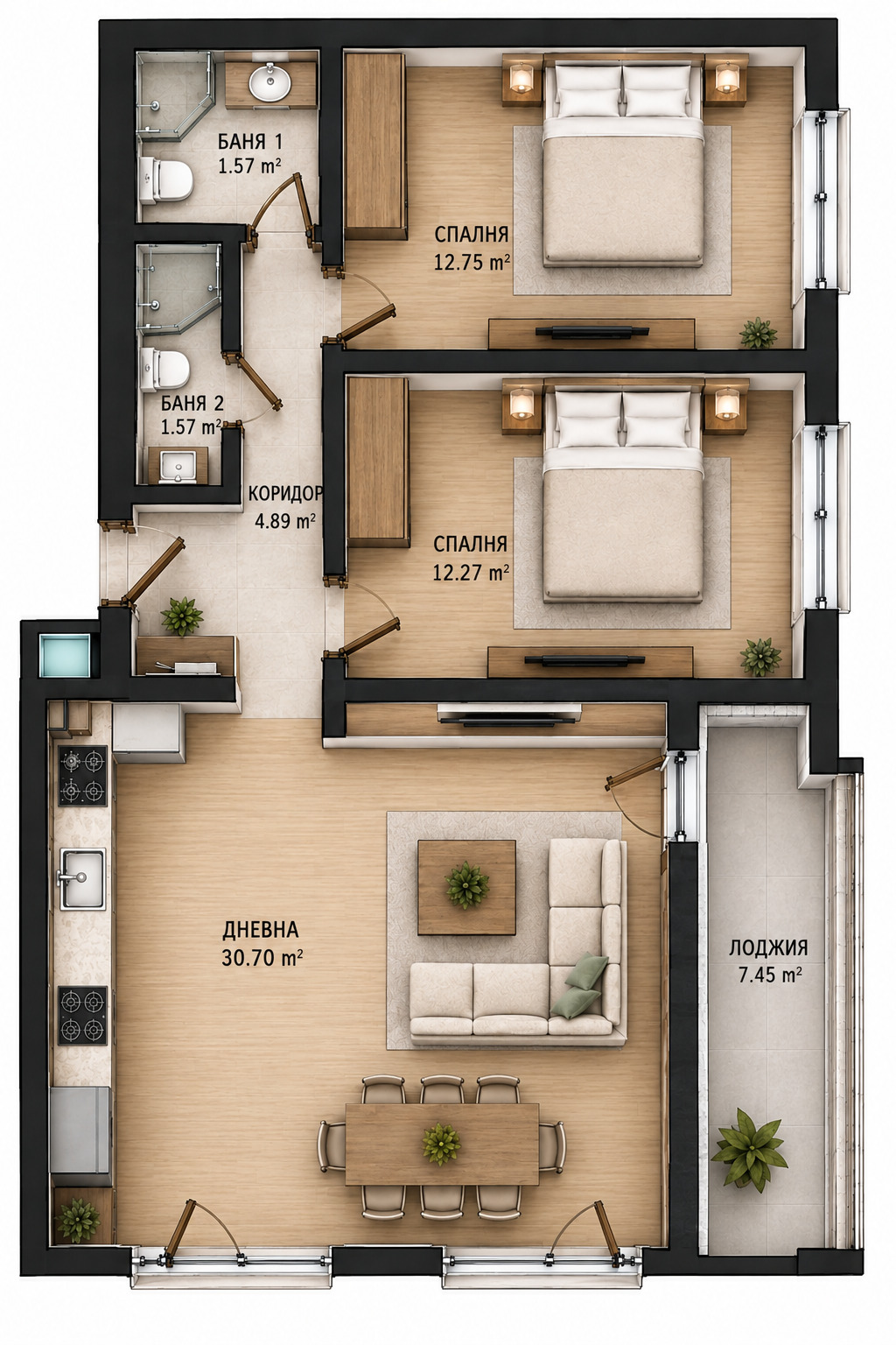 Продава 3-СТАЕН, гр. София, Бъкстон, снимка 2 - Апартаменти - 56197778