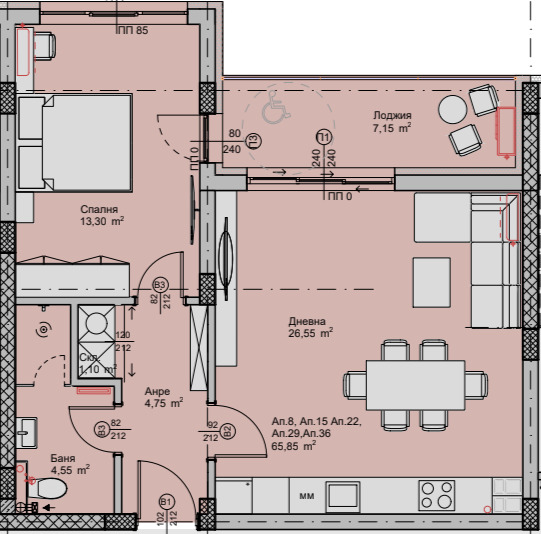 De vânzare  1 dormitor Plovdiv , Hristo Smirnensci , 77 mp | 39346370 - imagine [3]