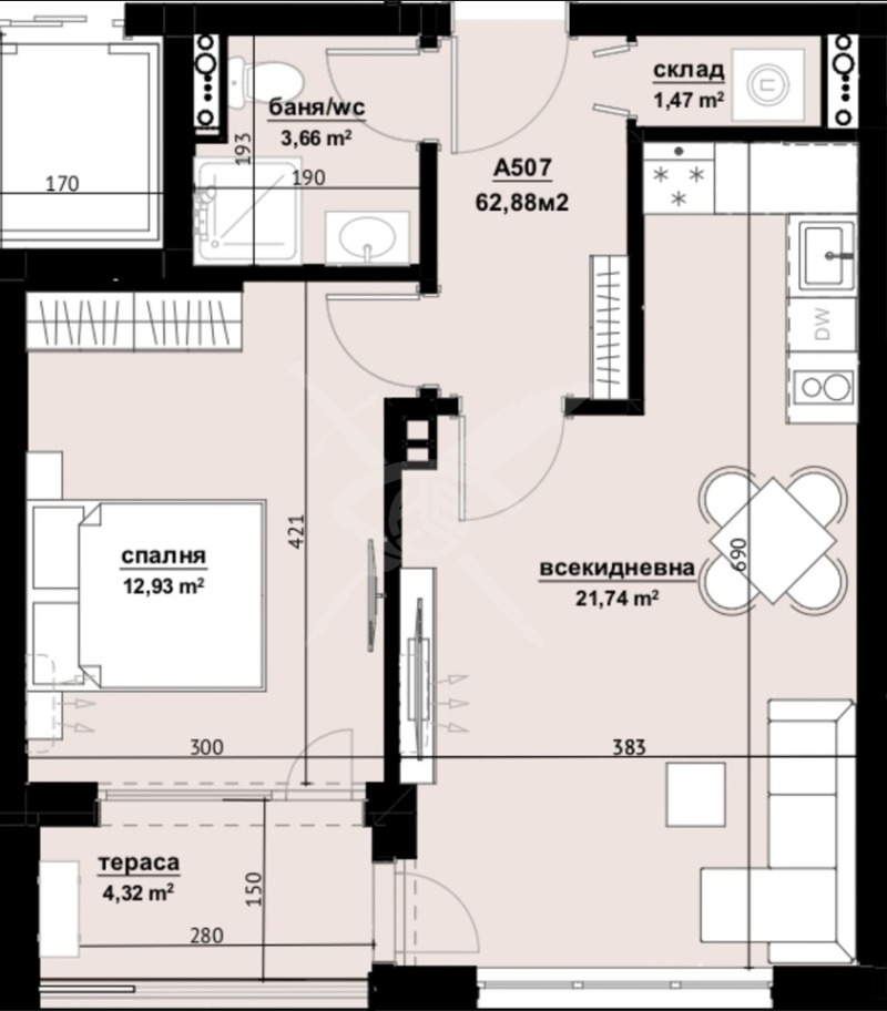 Продава 2-СТАЕН, гр. Бургас, Изгрев, снимка 2 - Aпартаменти - 48297525