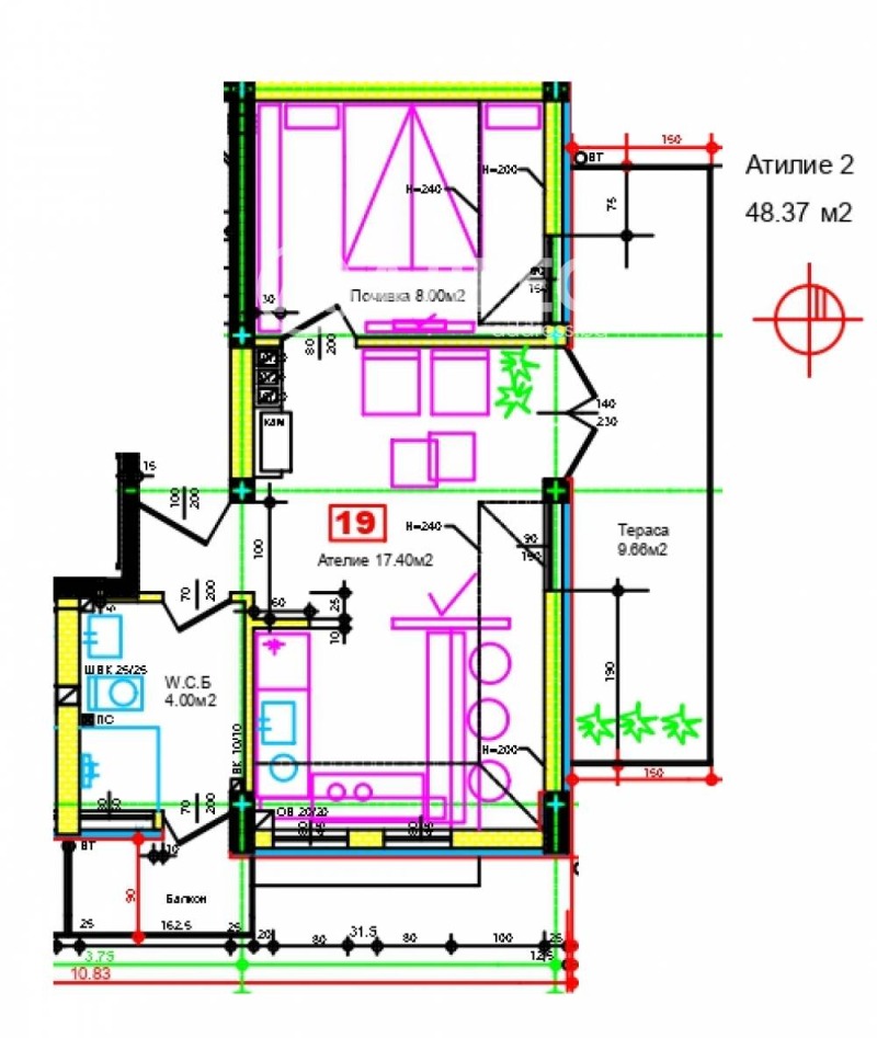 Продаја  1 спаваћа соба Софија , Сухата река , 62 м2 | 73183630 - слика [4]