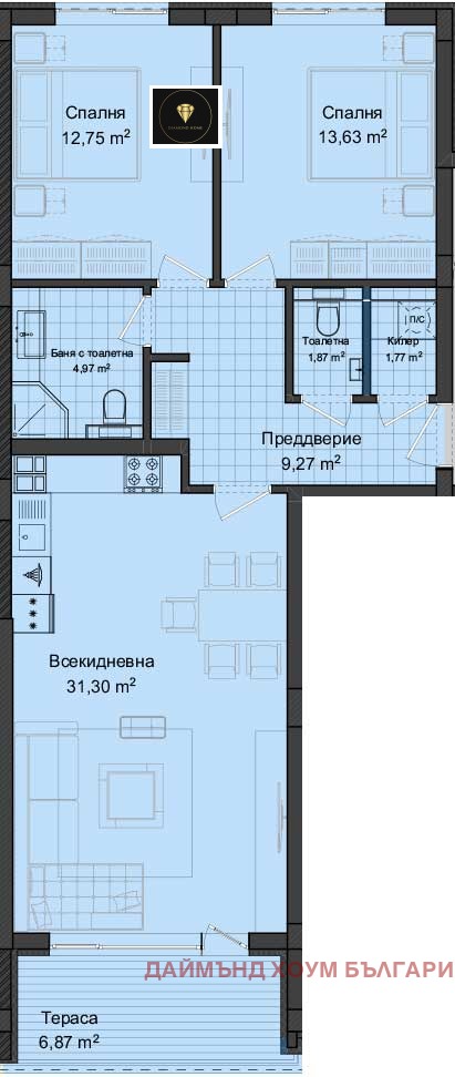 En venta  2 dormitorios Plovdiv , Gagarin , 117 metros cuadrados | 50910703 - imagen [2]
