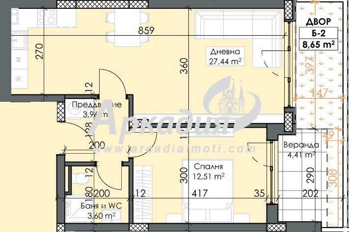 Eladó  1 hálószoba Plovdiv , Trakija , 83 négyzetméter | 36252448 - kép [2]