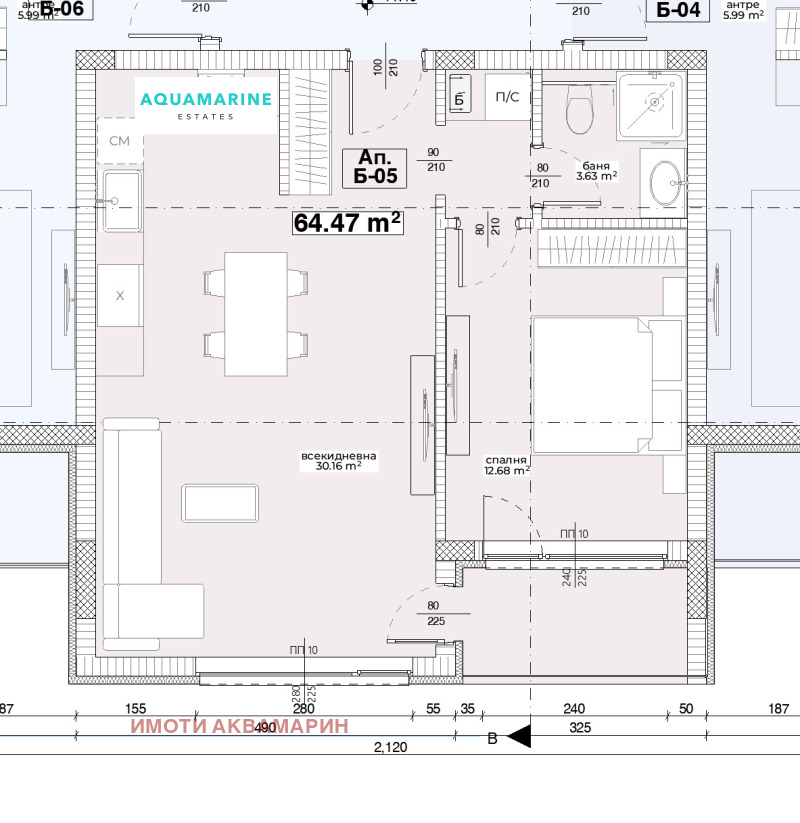Продава 2-СТАЕН в град Варна, м-т Пчелина - 68 кв.м / 110 000 € » 215 141.30 лв., ИМОТИ АКВАМАРИН