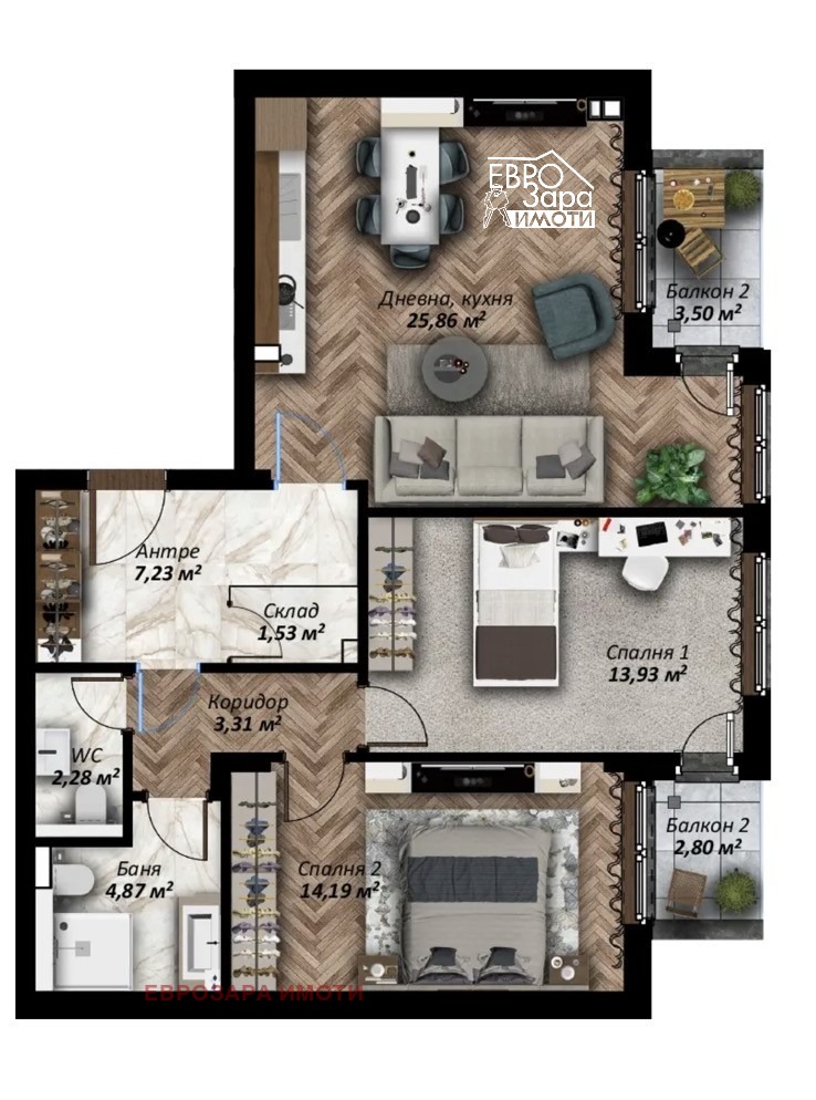 Продава 3-СТАЕН, гр. Стара Загора, Център