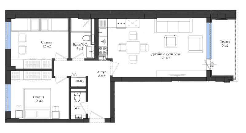 En venta  2 dormitorios Plovdiv , Karshiyaka , 95 metros cuadrados | 36282071 - imagen [2]