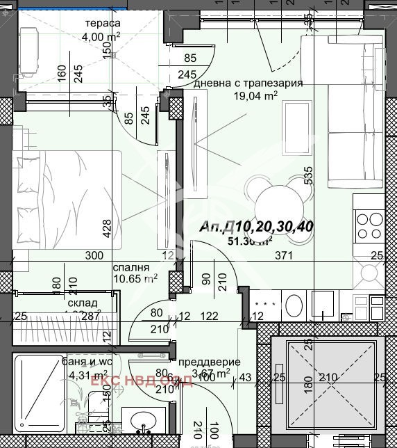 Продаја  1 спаваћа соба Пловдив , Тракија , 60 м2 | 72599608