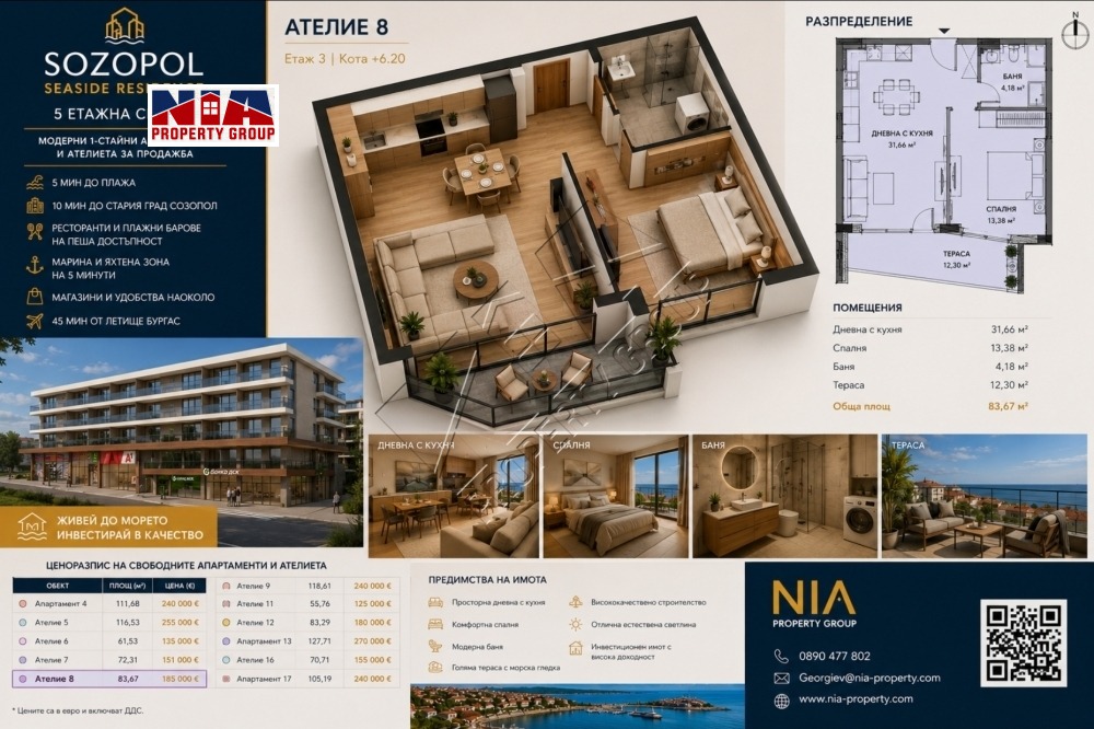 Продава 2-СТАЕН, гр. Созопол, област Бургас, снимка 5 - Апартаменти - 54966256