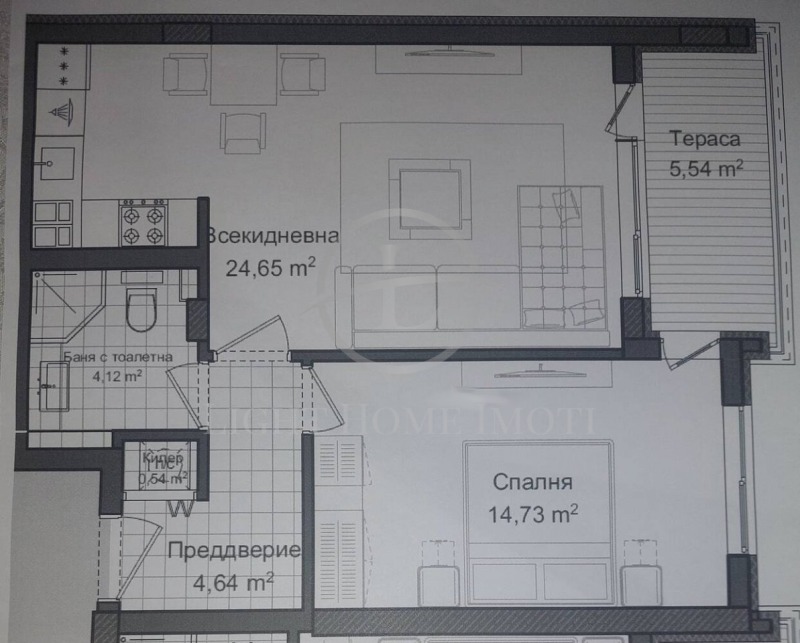 Продава  2-стаен град Пловдив , Гагарин , 77 кв.м | 44317804