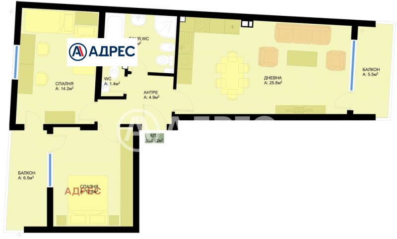 Продается  2 спальни Варна , Гранд Мол , 105 кв.м | 14809706 - изображение [2]