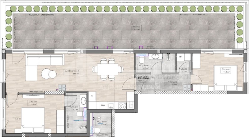 En venta  2 dormitorios Plovdiv , Karshiyaka , 103 metros cuadrados | 94383807 - imagen [5]