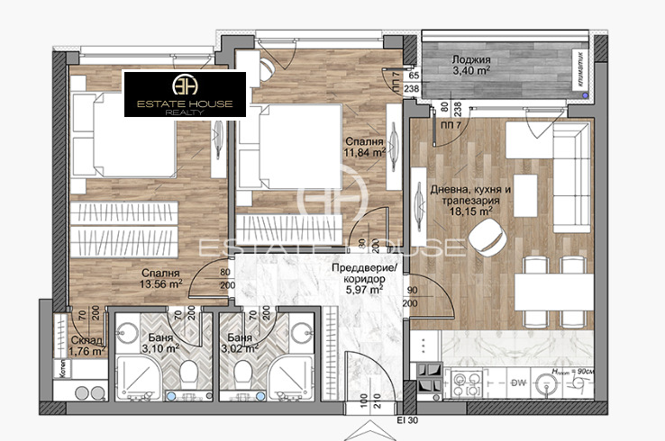 In vendita  2 camere da letto Sofia , Mladost 4 , 83 mq | 71265885