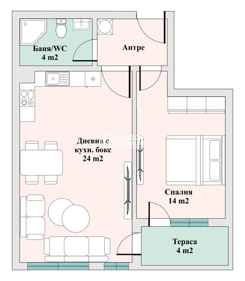 Til salgs  1 soverom Plovdiv , Trakija , 68 kvm | 16543416 - bilde [2]