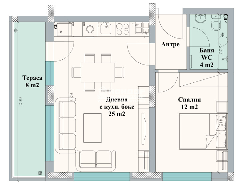 Myytävänä  1 makuuhuone Plovdiv , Ostromila , 74 neliömetriä | 60545206 - kuva [4]