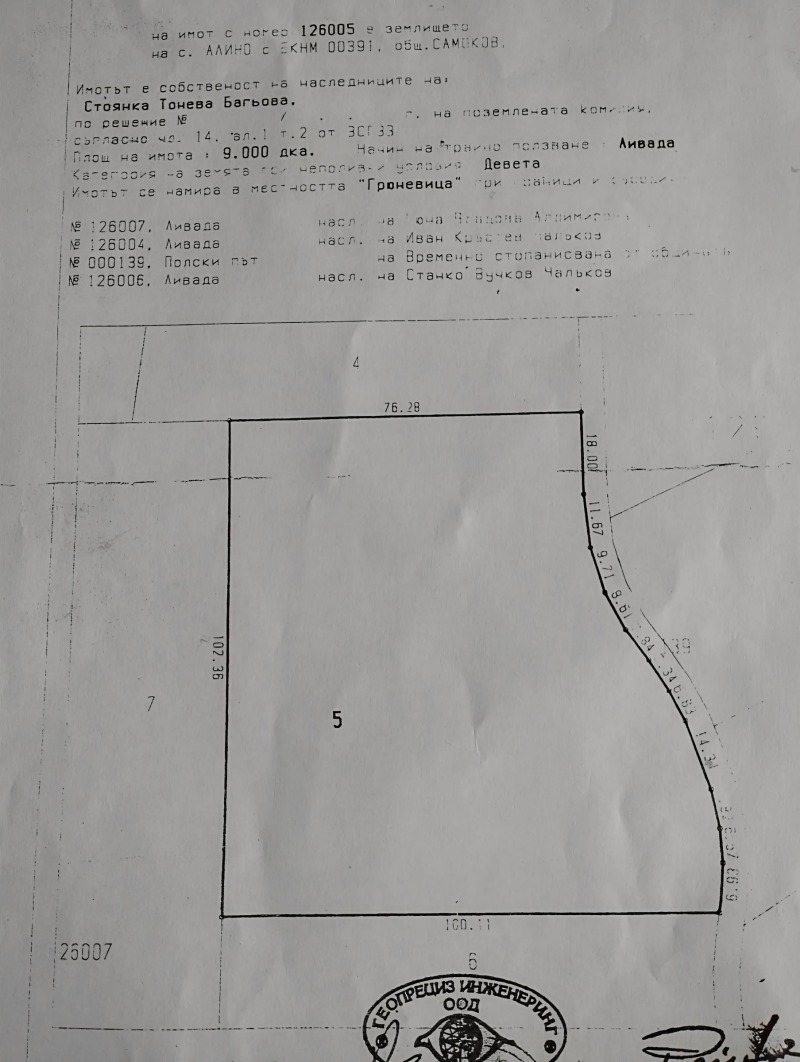 Продава ПАРЦЕЛ в област София, с. Алино - 9000 кв.м / 405 000 € » 792 111.15 лв., БОРО ТУРС ДИРЕКТ ЕООД