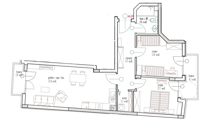 Продава 3-СТАЕН, гр. Варна, Погреби, снимка 3 - Апартаменти - 52118364