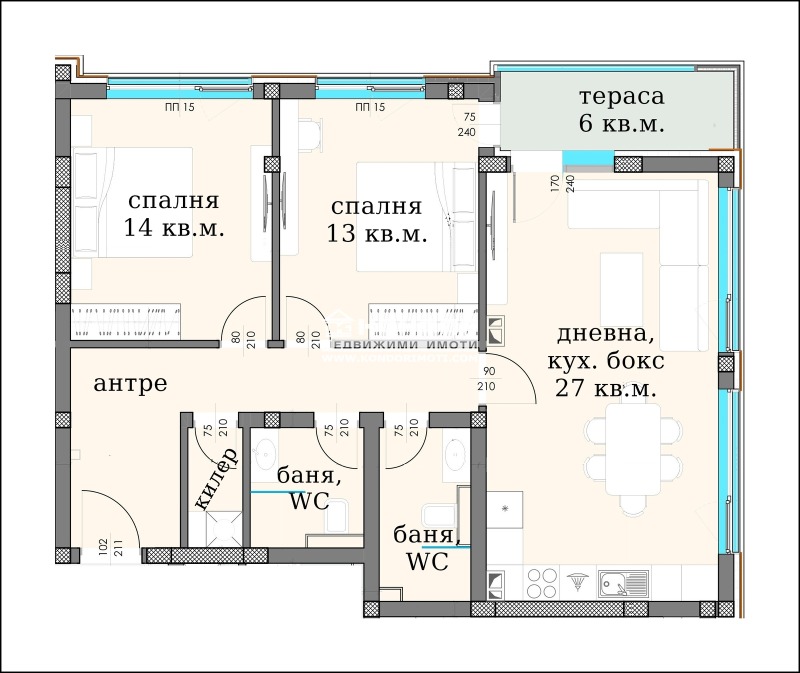 Te koop  2 slaapkamers Plovdiv , Zapaden , 104 m² | 17671347 - afbeelding [15]
