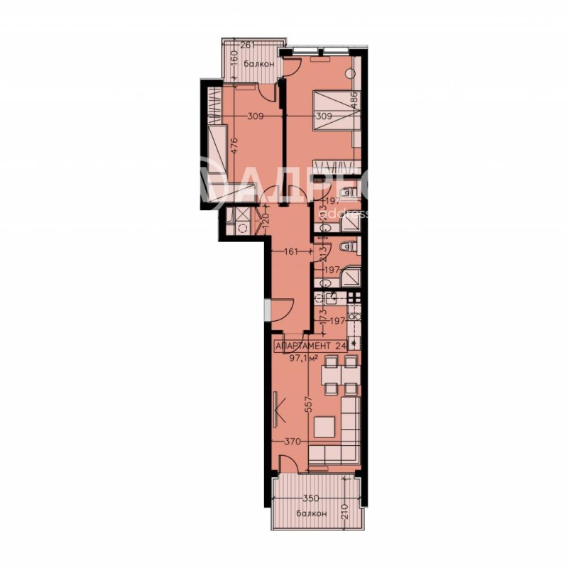 Till salu  2 sovrum Sofia , Manastirski livadi , 115 kvm | 37140142 - bild [5]