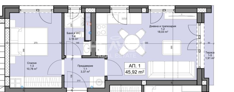 Til salgs  1 soverom Plovdiv , Mladesjki Halm , 54 kvm | 35464118 - bilde [2]