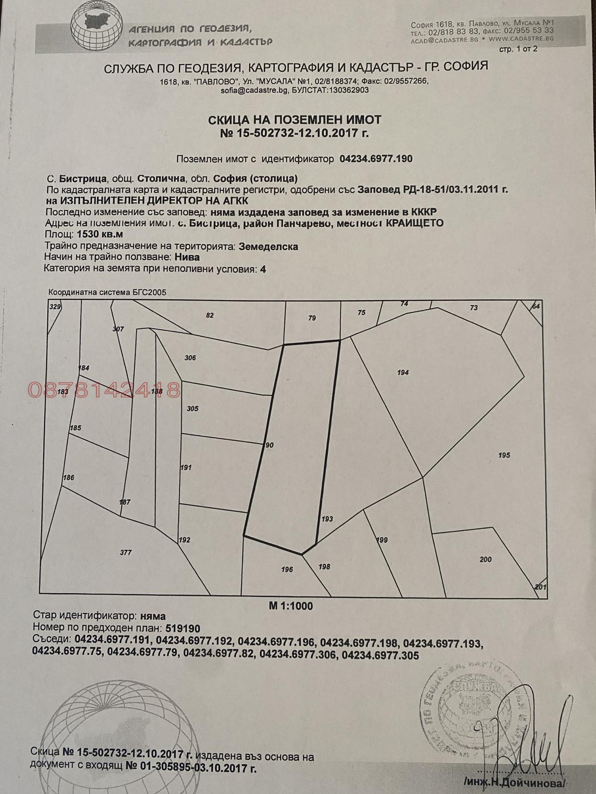 Продава ПАРЦЕЛ, гр. София, с. Бистрица, снимка 3 - Парцели - 53656183