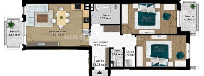 Продается  2 спальни Пловдив , Коматево , 111 кв.м | 58144895 - изображение [2]