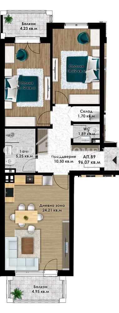 Продается  2 спальни Пловдив , Коматево , 111 кв.м | 58144895 - изображение [3]