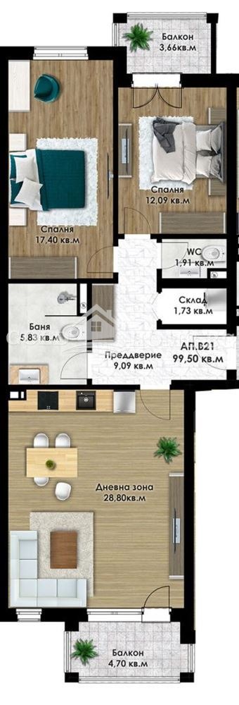 Продается  2 спальни Пловдив , Коматево , 111 кв.м | 58144895 - изображение [8]