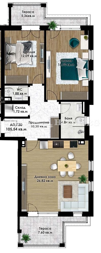 Продается  2 спальни Пловдив , Коматево , 111 кв.м | 58144895 - изображение [10]