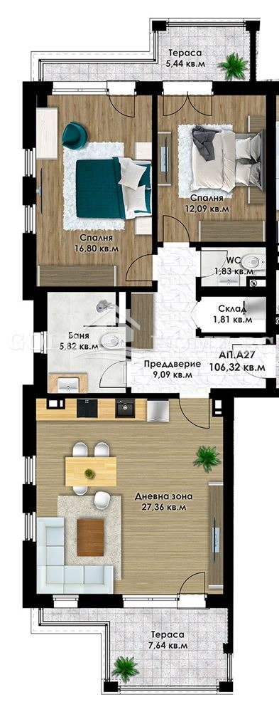 Продается  2 спальни Пловдив , Коматево , 111 кв.м | 58144895 - изображение [11]