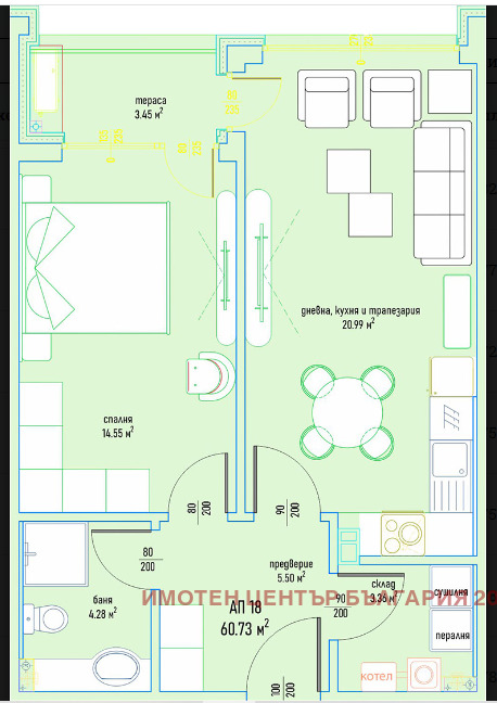 Продаја  1 спаваћа соба Софија , Малинова долина , 70 м2 | 74506003 - слика [2]