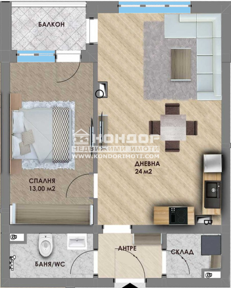 De vânzare  1 dormitor Plovdiv , Proslav , 68 mp | 78907661 - imagine [2]