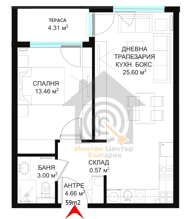 Myytävänä  1 makuuhuone Sofia , Mladost 4 , 80 neliömetriä | 65354684 - kuva [2]
