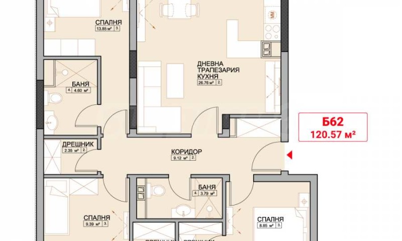 Eladó  3 hálószobás Sofia , Mladost 4 , 142 négyzetméter | 58638773 - kép [2]
