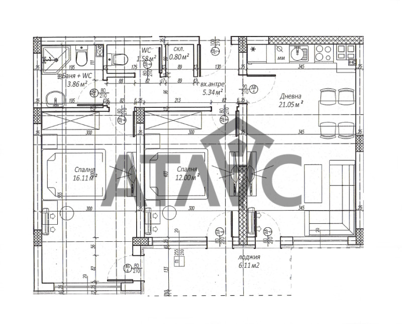 Satılık  2 yatak odası Plovdiv , Belomorski , 91 metrekare | 48043898 - görüntü [2]